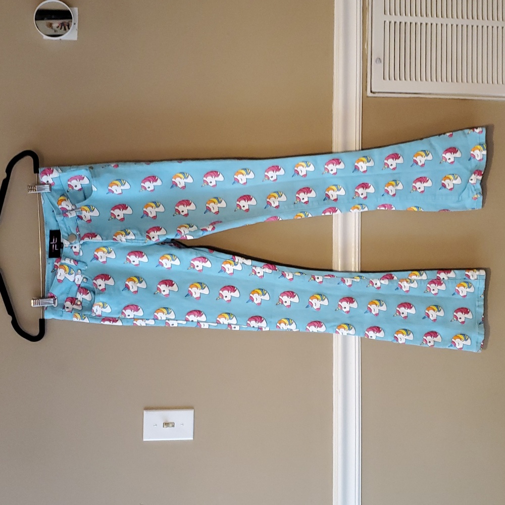 Fallon Taylor Ranch Dress'n Unicorn Flare Bootcut Stretch Jeans Aqua Size 26